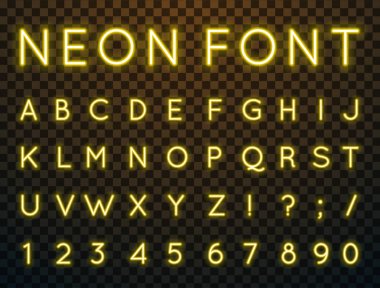 Neon, vektör yazı tipi.