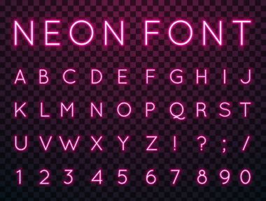 Neon, vektör yazı tipi.