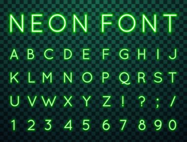 Neon, vektör yazı tipi.