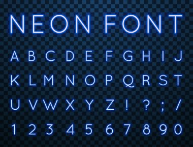 Neon, vektör yazı tipi.
