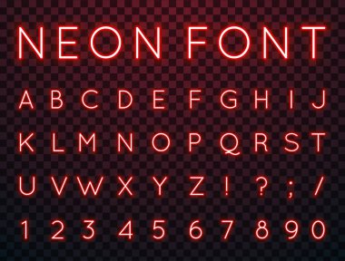 Neon, vektör yazı tipi.