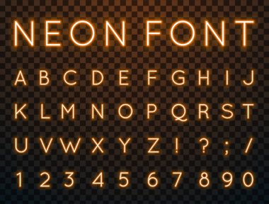 Neon, vektör yazı tipi.