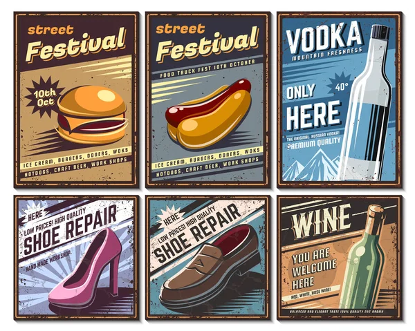 Retro poster set. — Stock Vector