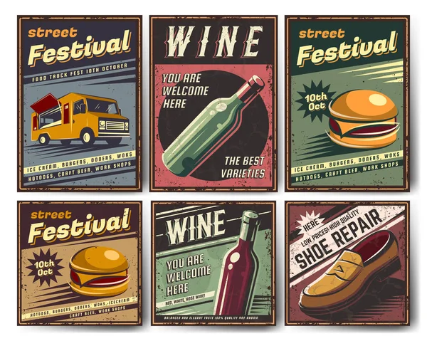 Retro poster set. — Stock Vector