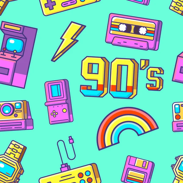 90s vector naadloos patroon. — Stockvector