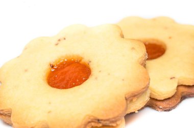 İzole ev yapımı kayısı reçeli Linzer yakın çekim