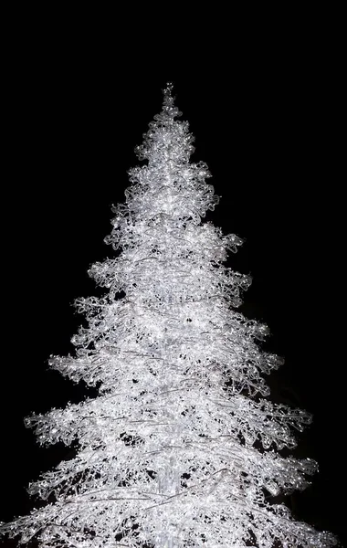 Árbol de Navidad con luces led blancas por la noche — Foto de Stock