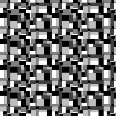 Kareler ve dikdörtgenler desen siyah tonlarında