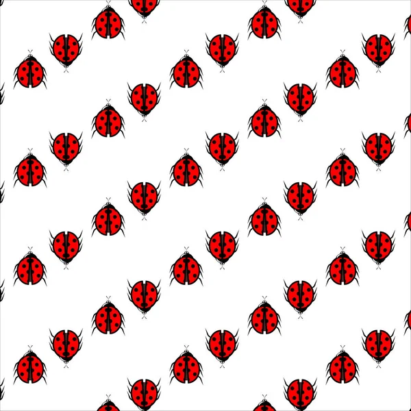 Lieveheersbeestje vector patroon. Eindeloze textuur kan worden gebruikt voor behang, afdrukken op textiel, papier, scrapbooking — Stockvector
