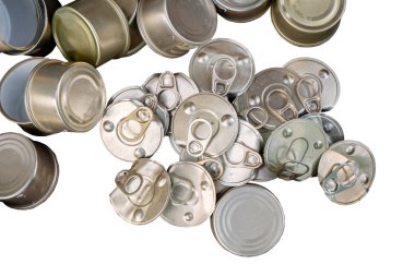 Eski beyaz arka plan üzerinde izole alüminyum konserve.