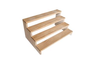 Ahşap stand, beyaz arka plan üzerinde. izole bu kırpma pa vardır