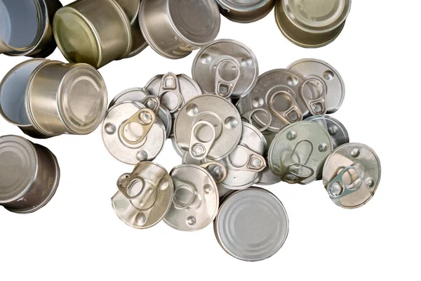 Eski beyaz arka plan üzerinde izole alüminyum konserve.