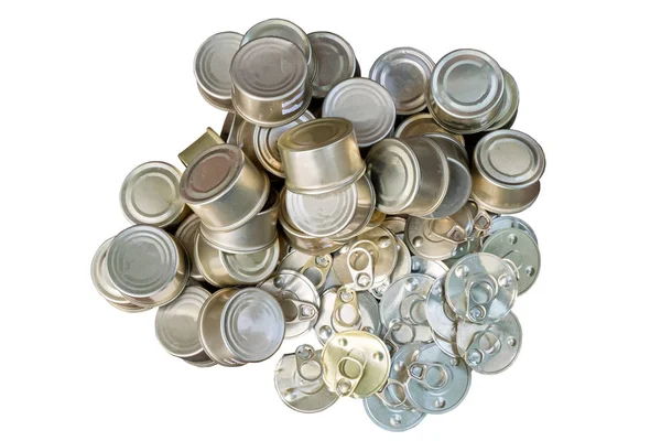 Eski beyaz arka plan üzerinde izole alüminyum konserve.