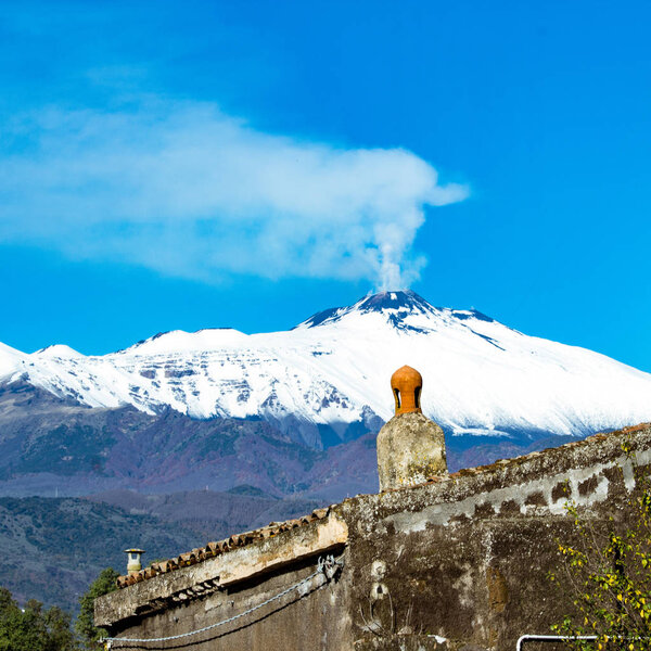 View of the volcano Etna 