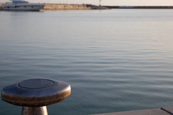 Steel Bollard Harbor Quay — Stock Photo, Image