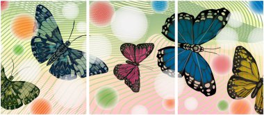 Kelebekler ile boyama. Birden çok resim kümesi.