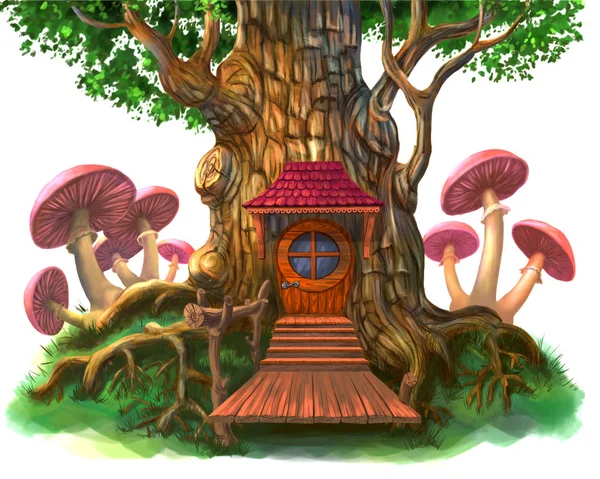 나무에 동화 집 — 스톡 사진
