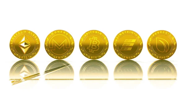 Kryptowährung. die Münze mit dem Symbol. Metallmünze. — Stockfoto