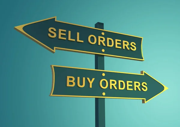 Dirección de venta y dirección de compra. Comprar órdenes. Orden de venta — Foto de Stock