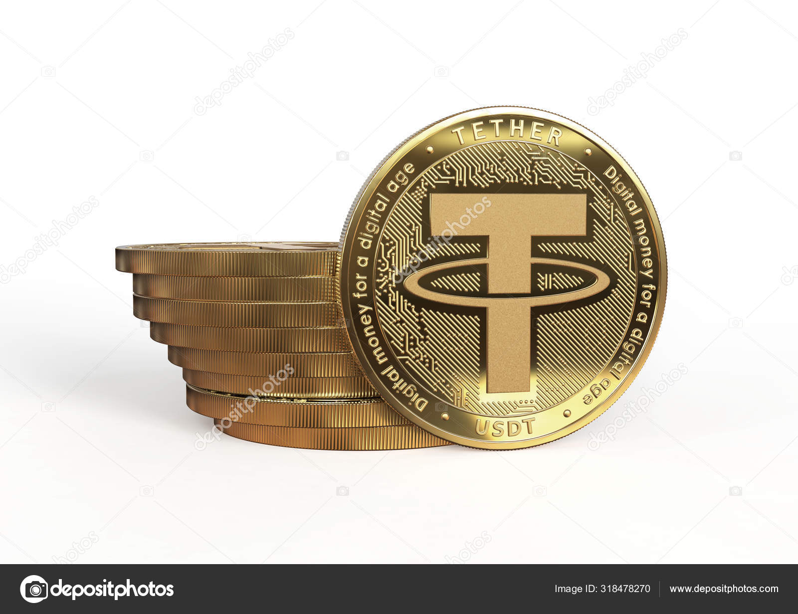 Tether. Cryptocurrency Golden coins.3D illustration. — Stock Photo ©  irk_lig #318478270