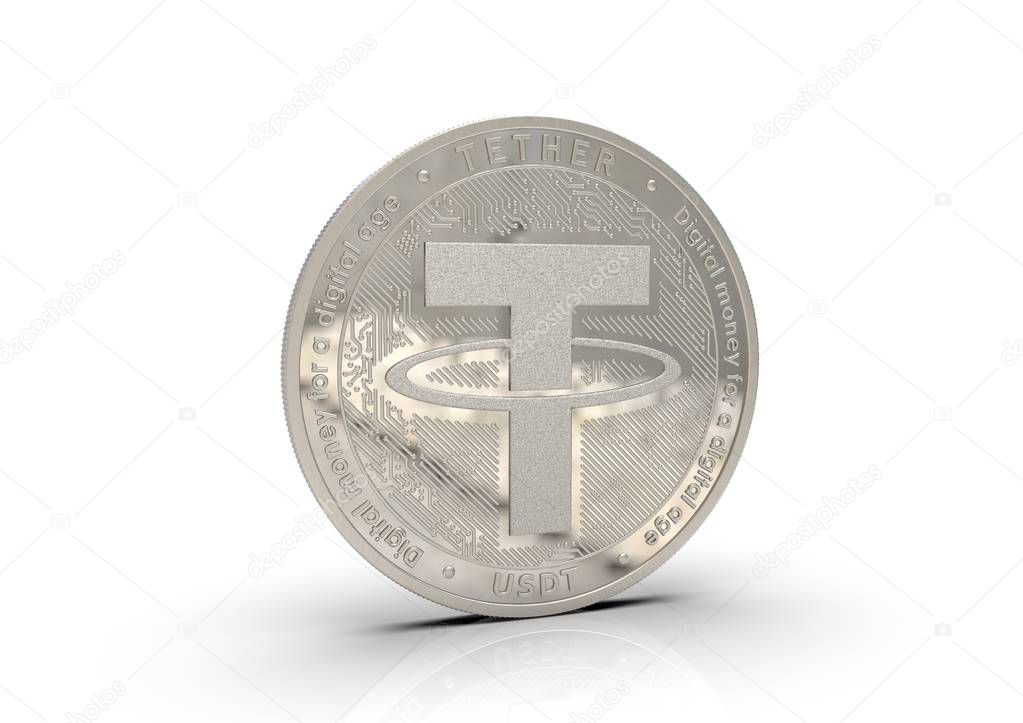 Tether. Cryptocurrency Golden coins.3D illustration.