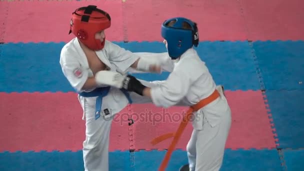 Pojedynek karate dla dzieci — Wideo stockowe