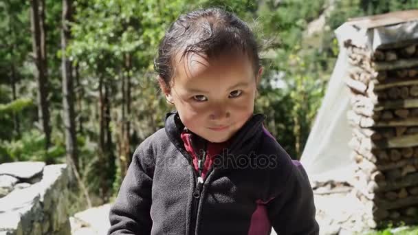 Гімалайський дітей в гірському селі — стокове відео