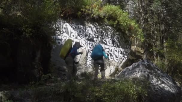 Turisté s batohem — Stock video