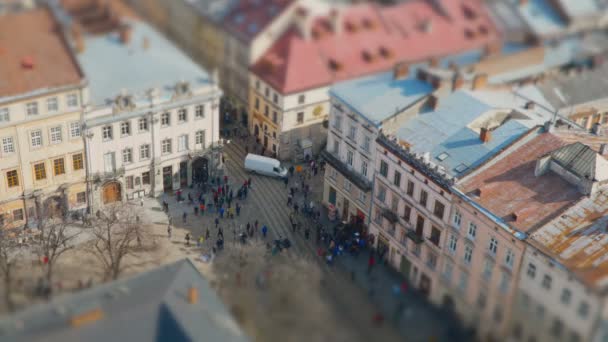 Widok z lotu ptaka na ulicach Lwowa — Wideo stockowe