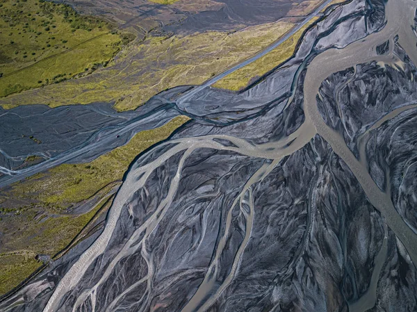 Вид с воздуха на реку Ледник в Исландии — стоковое фото