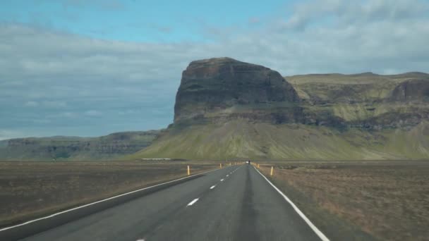 Car driving on the road to Iceland — Stock Video