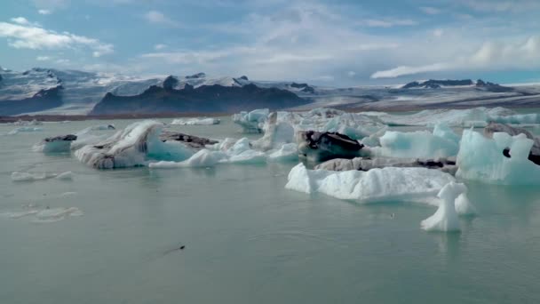Gyönyörű kilátás Jokulsarlon Lagúna, Izland — Stock videók