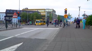 Laugavegur caddesi, pek çok dükkan ve restoranı olan popüler bir yaya caddesi.