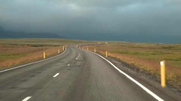 Car driving on the road to Iceland — Stock Video