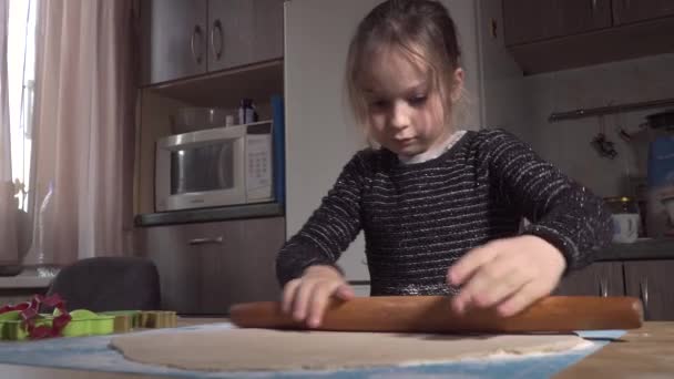 Noel kurabiyeleri için hamuru yuvarla — Stok video