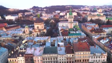 Top view of the center of Lviv city