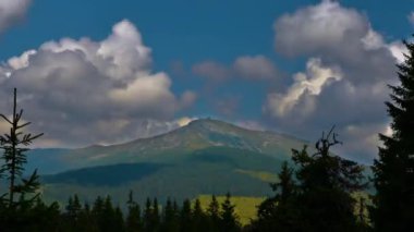 Clouds move over the Carpathian Mountains
