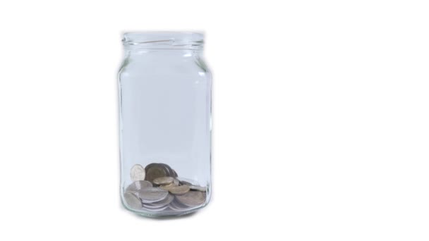 Pieniądze Moneta w szklanych butelkach Rosnące pieniądze — Wideo stockowe