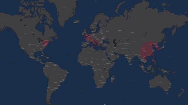 COVID-19 coronavirus Mapa pandémico mundial — Vídeo de stock