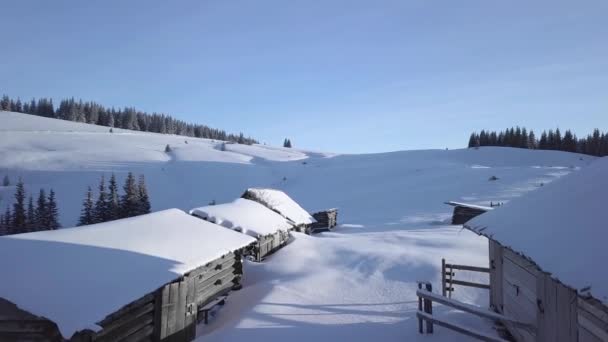 Flug über das Dorf Hirten — Stockvideo