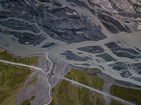 冰岛冰川河的空中景观 — 图库照片