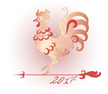Yeni yıl 2017 sembolü olarak dekoratif kırmızı horoz. Eps10 vektör çizim.
