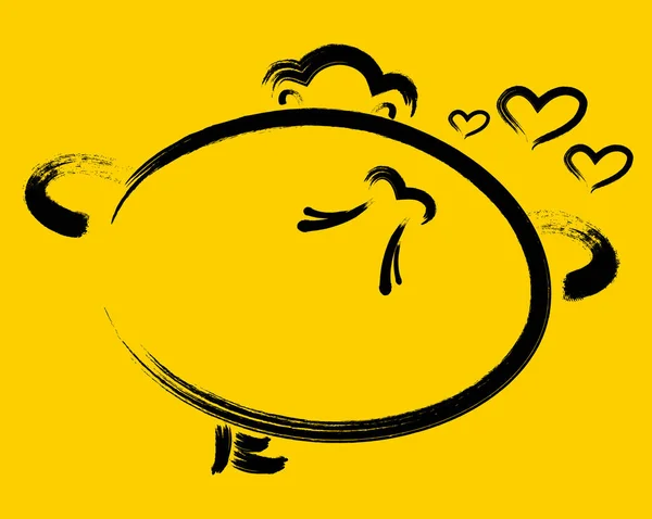 Emoticon despreocupado con un corazón sobre un fondo amarillo. Ilustración vectorial EPS10 — Vector de stock