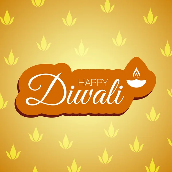 Heureux mot diwali lettrage fond de carte de vœux avec lampe indienne — Image vectorielle