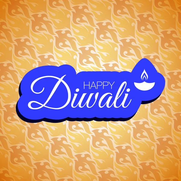 Heureux mot diwali lettrage fond de carte de vœux avec lampe indienne — Image vectorielle