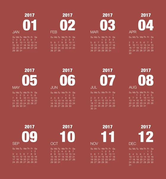 Календарь 2017.Desk календарь на 2017 год — стоковый вектор