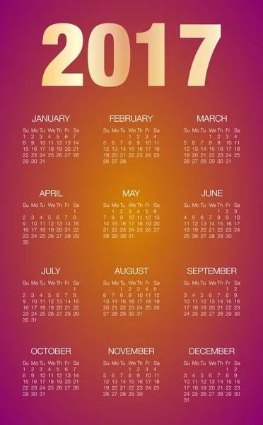 Diseño del calendario 2017 sobre fondo borroso. Calendario de escritorio para 2017 año sobre fondo borroso — Archivo Imágenes Vectoriales