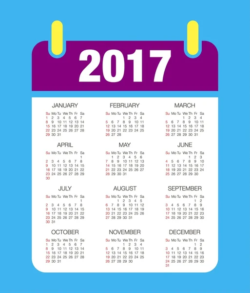 Kalenderentwurf 2017.Schreibtischkalender für 2017 Jahr — Stockvektor