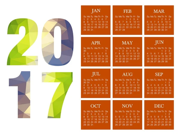 Calendario de diseño 2017.Desk calendario 2017 año — Archivo Imágenes Vectoriales