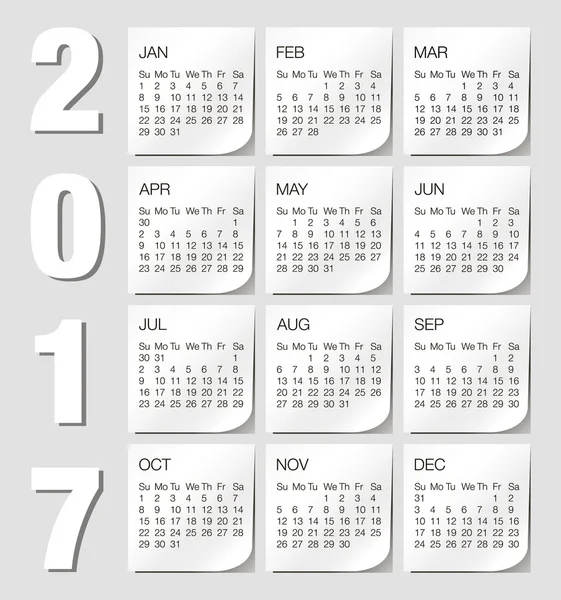 Kalenderentwurf 2017.Schreibtischkalender für 2017 Jahr — Stockvektor